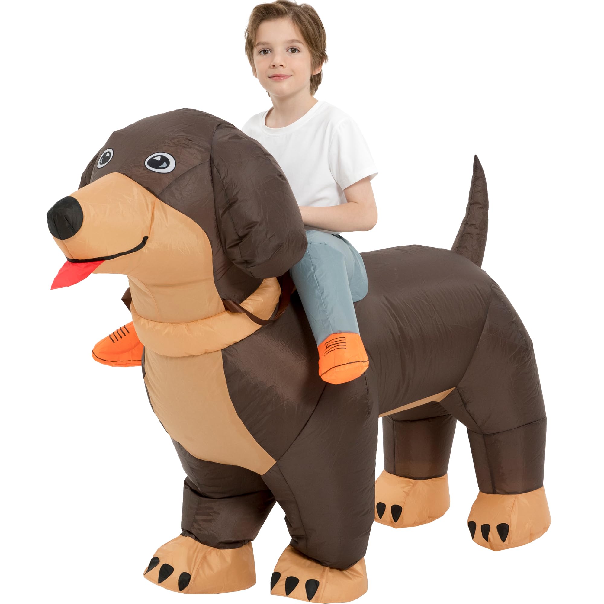 One Casa Inflatable Dog Costume for Kids,Blow Up Ride Dachshund Suit