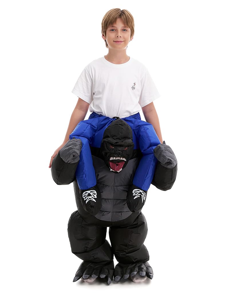 Inflatable Child and Toddler Gorilla Costume, Piggy Back Rider Cosplay