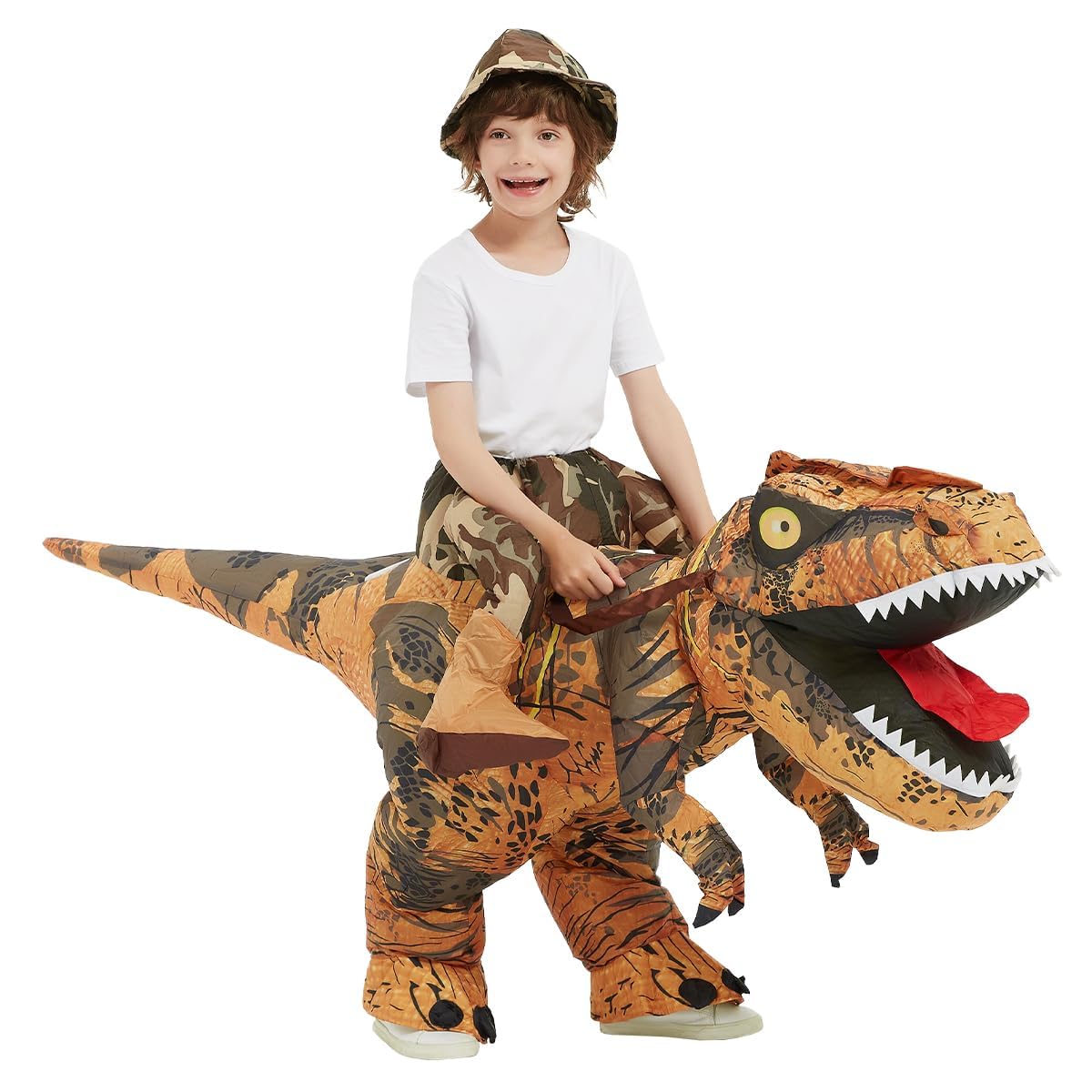 GOOSH Inflatable Dinosaur Costume Kids Halloween Blow up Costume for Boy Girl Funny Riding T Rex Costume for Party Cosplay