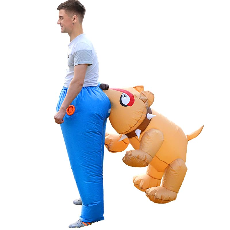 Inflatable Dogs Bite Costume and Banana Blow Up for Adults Halloween Cosplay