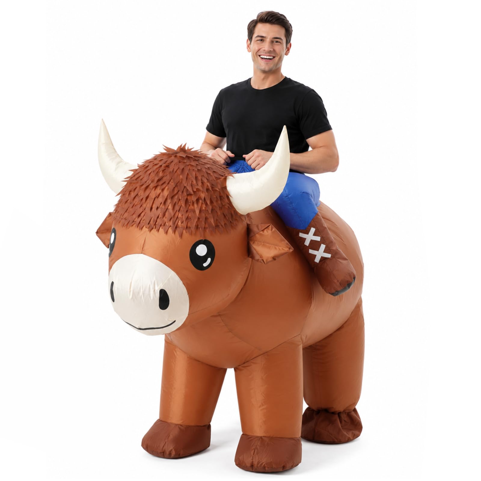 Inflatable Highland Cow Costume, Halloween Blow Up Costume for Adults
