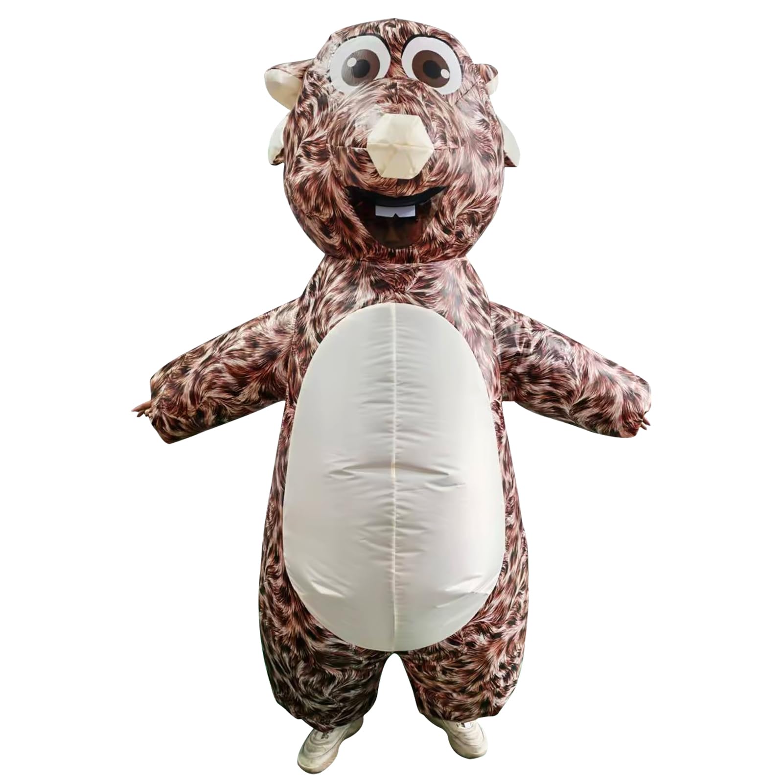 Adult Inflatable Grey Cartoon Mouse Costume, Funny Plush Animal Blow Up Suit for Halloween Cosplay Party