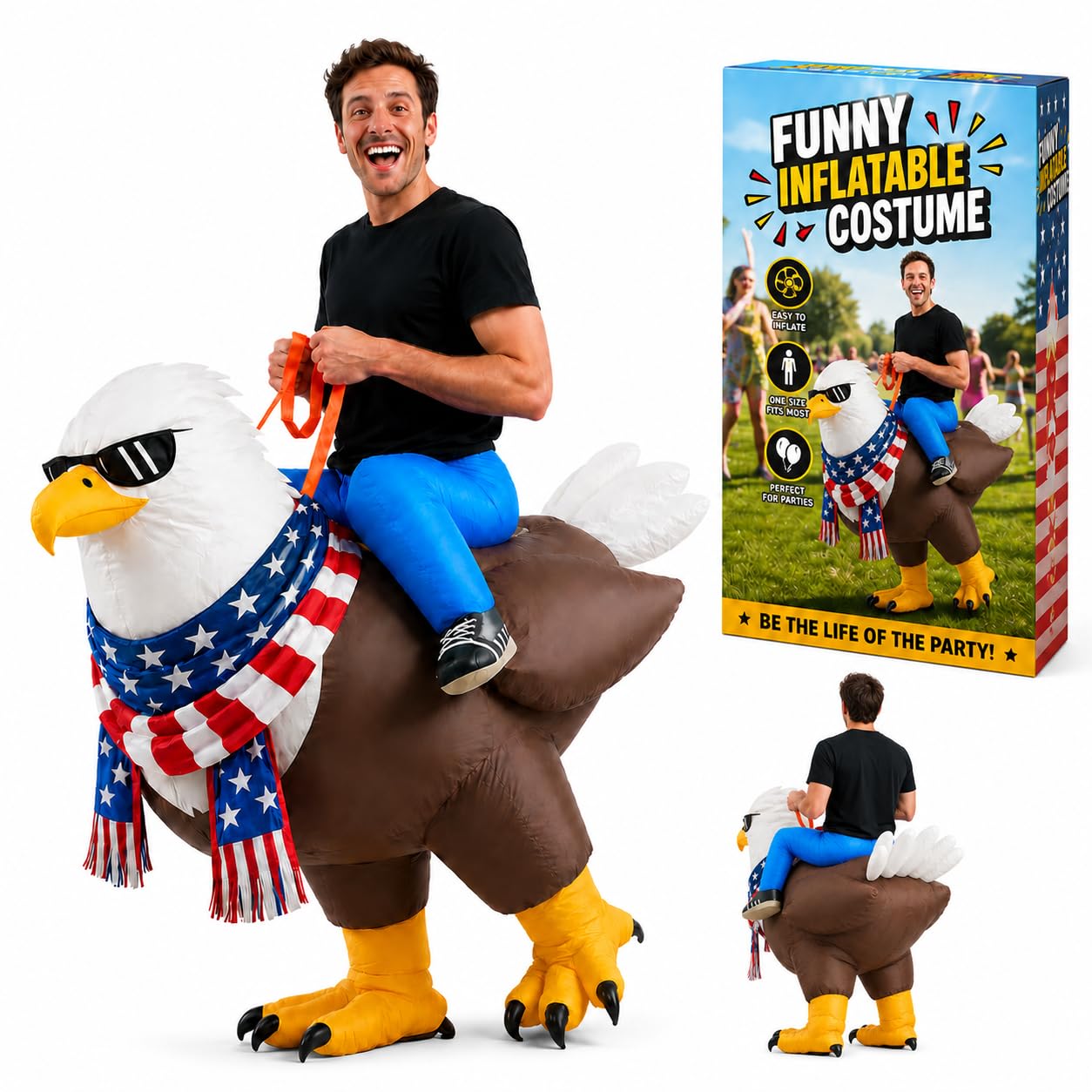 Inflatable Eagle Costume, Halloween Adult Blow Up Bird Bald Eagles Costumes