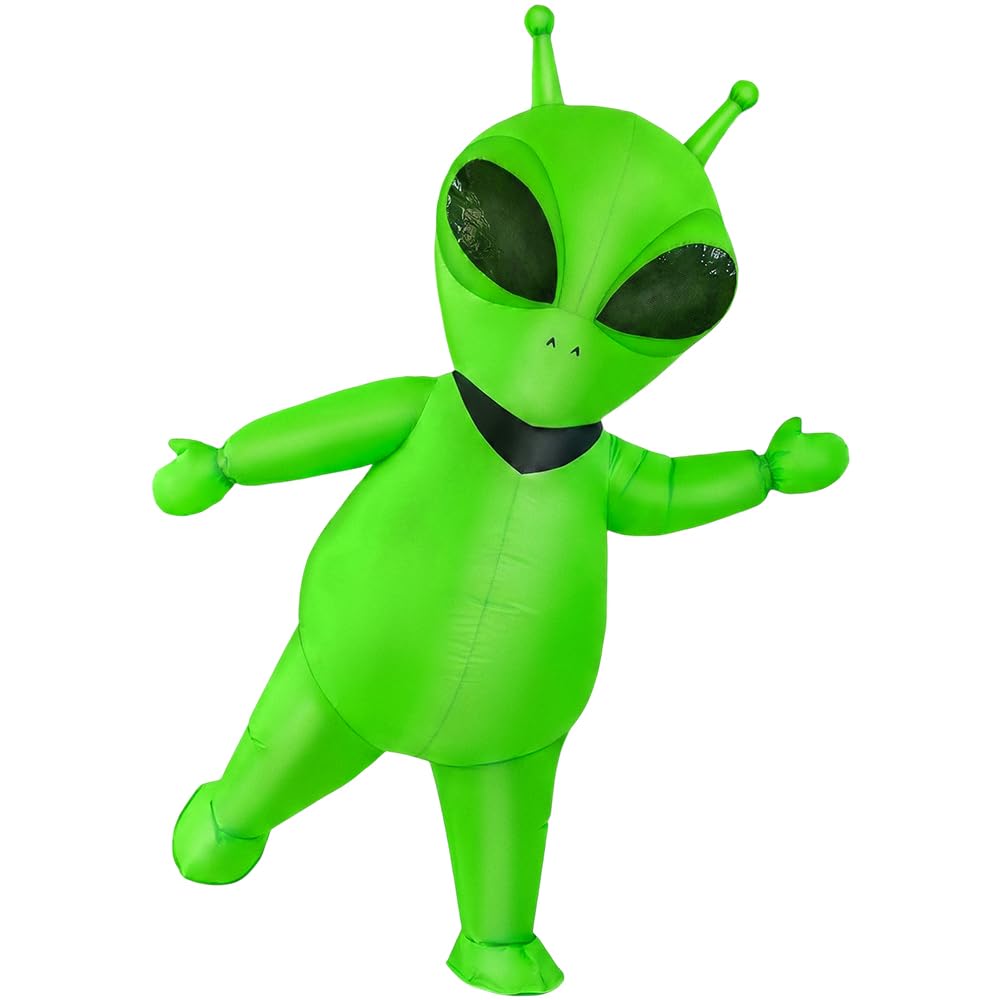Inflatable Alien Costume Adult Green Blow Up Halloween Ride On Full Body