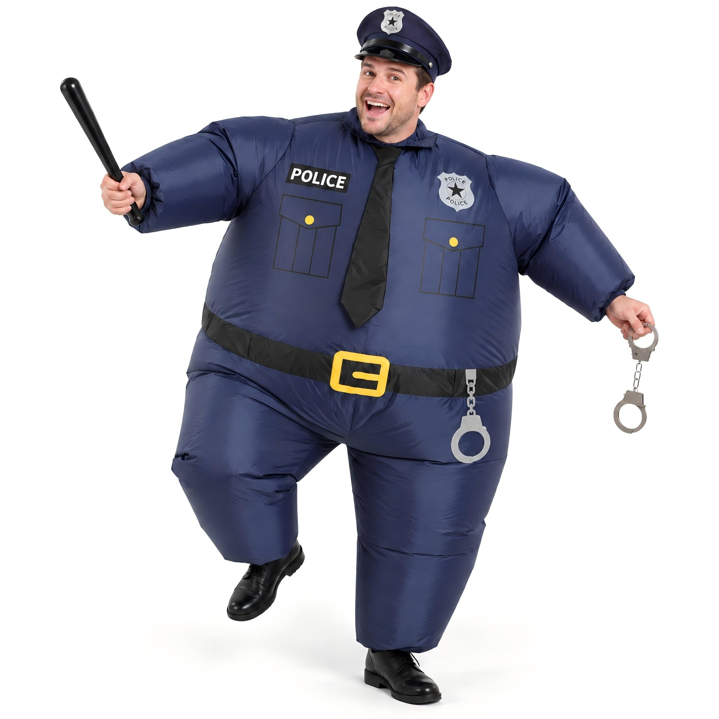 Inflatable Police Costume Adult, Blow Up Cop Outfit Set for Halloween