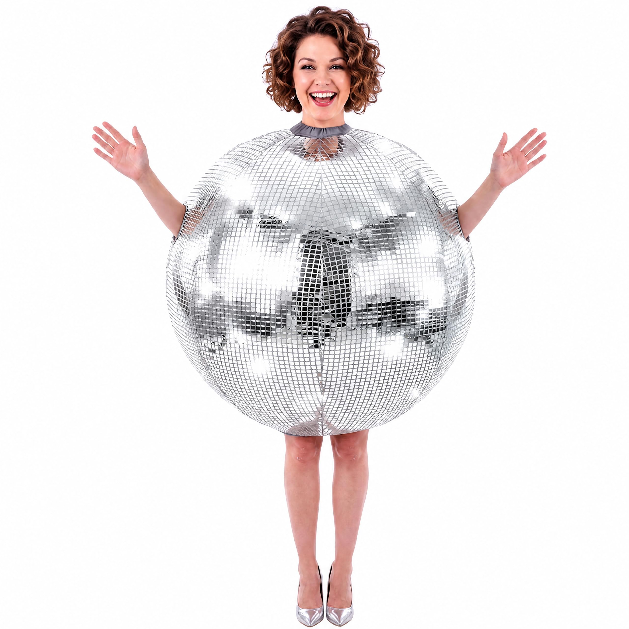 Halloween Inflatable Disco Ball Costume, 70s Disco Costume for Adults Cosplay Party Men Women Nightclubs