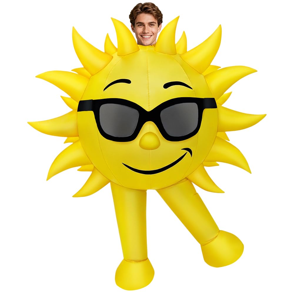 Inflatable Sun Costume Adult Yellow Blow Up Halloween Outfit Summer Suit