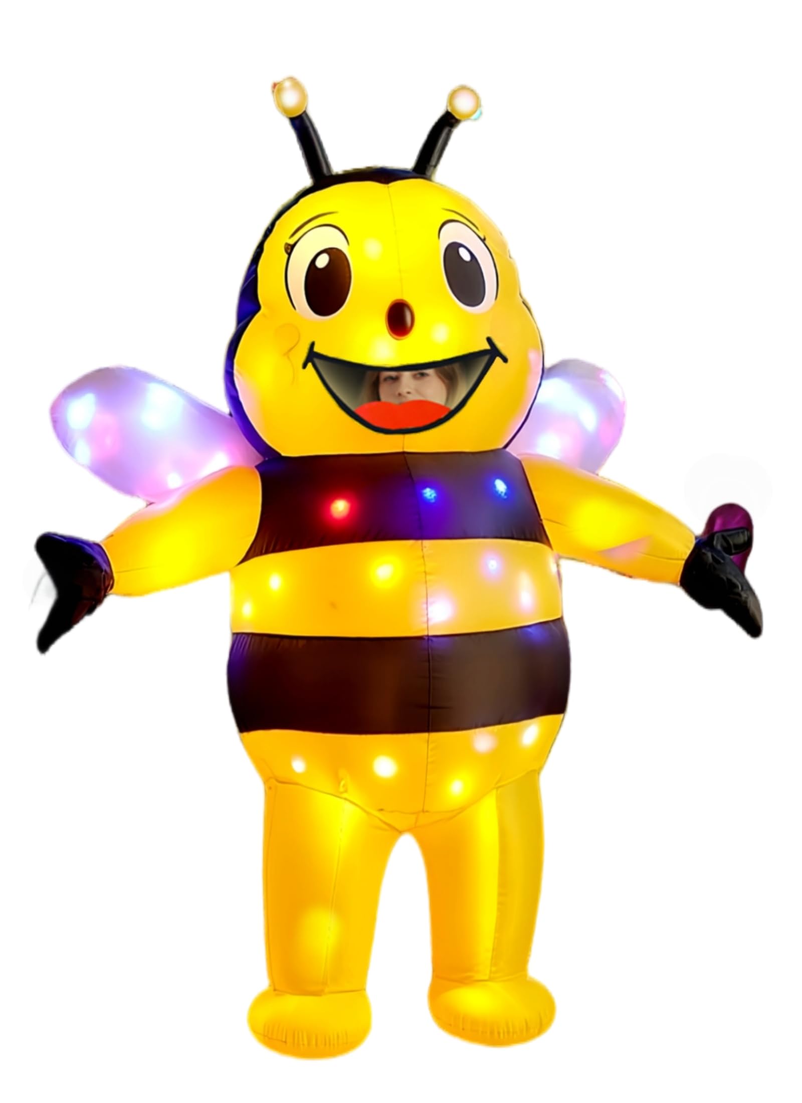 Adult Inflatable Bee Costume Funny Halloween Full Body Bee Blow Up Costume (Yellow)