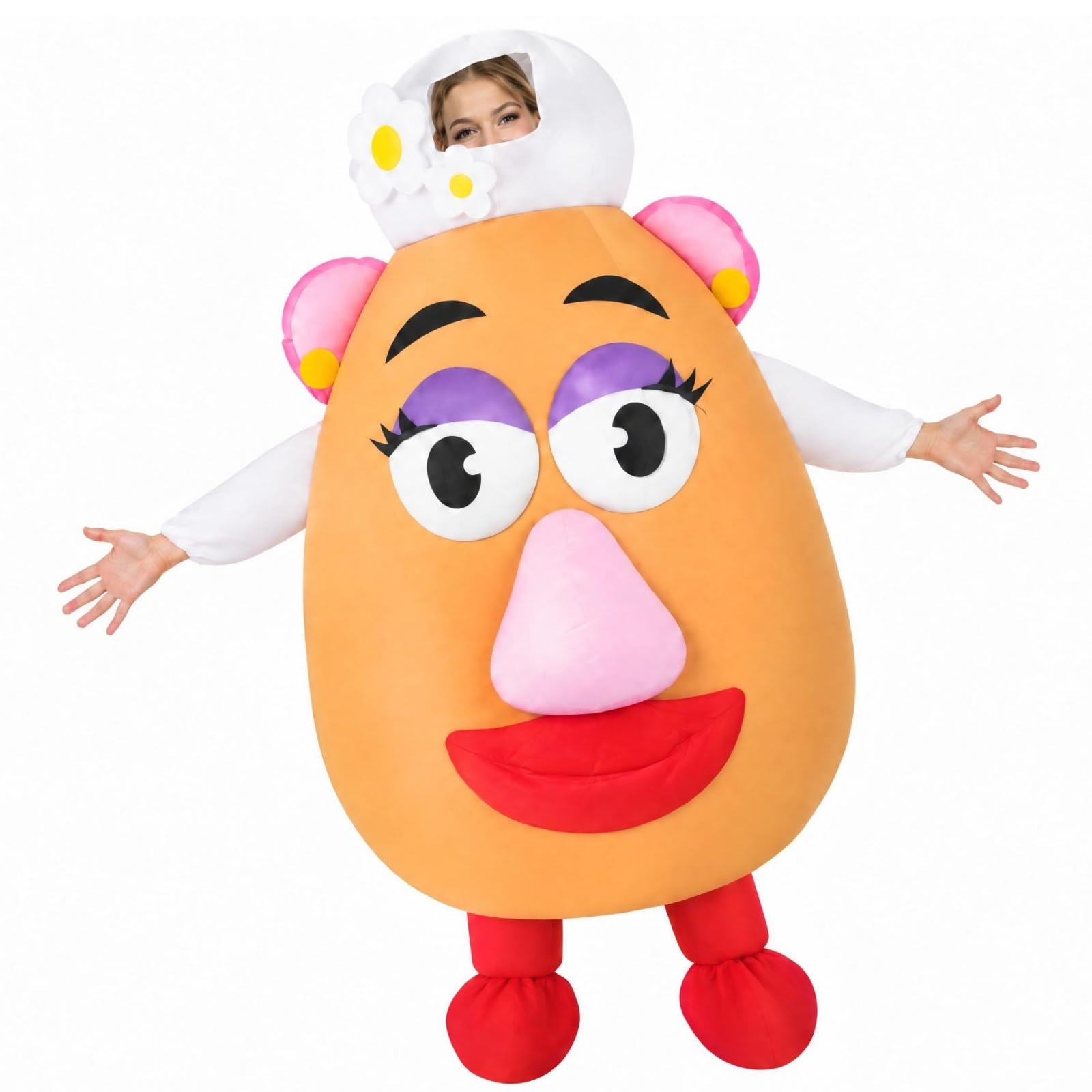 Adult Halloween Inflatable Funny Costume Mr/Mrs Fun Food Blow Up Cosplay Suit for Christmas Birthday